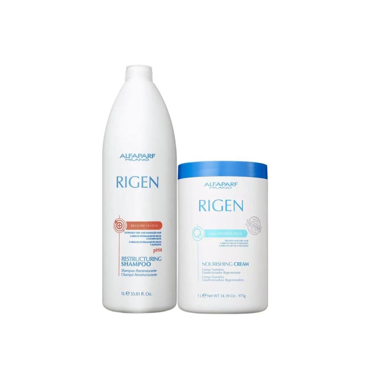Alfaparf Rigen Shampoo Restore Restructuring 1000ml + Milk Protein Plus Nourishing Cream Mascara 1000ml Alfaparf Rigen Shampoo Restore Restructuring 1000ml + Milk Protein Plus Nourishing Cream Mascara 1000ml