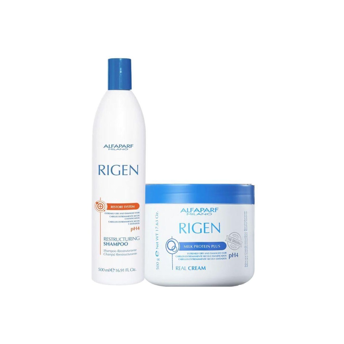Alfaparf Rigen Shampoo Restore Restructuring 500ml + Milk Protein Plus Real Cream Mascara 500g Alfaparf Rigen Shampoo Restore Restructuring 500ml + Milk Protein Plus Real Cream Mascara 500g
