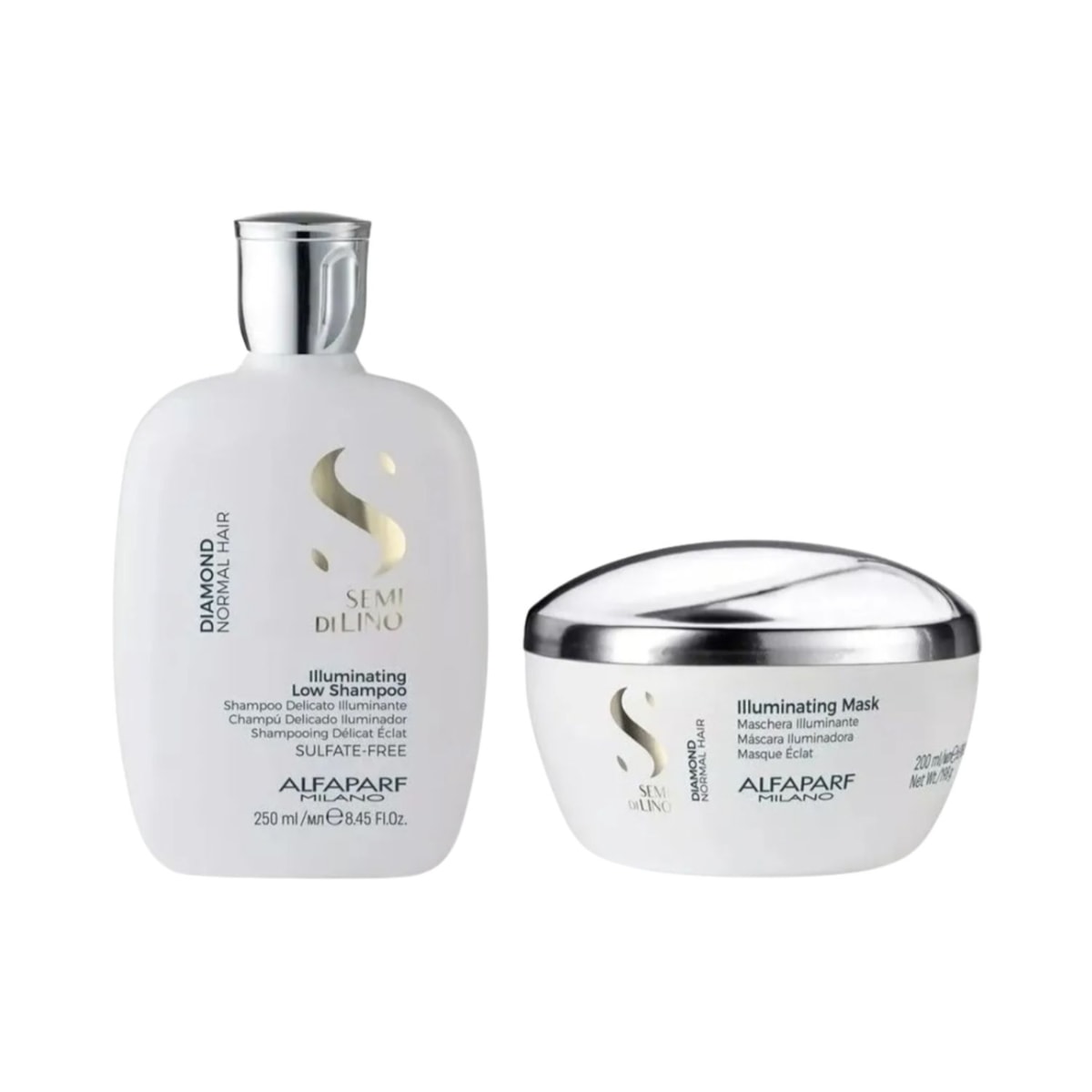 Alfaparf Semi Di Lino Diamond Illuminating Kit Shampoo 250ml + Máscara 200ml Alfaparf Semi Di Lino Diamond Illuminating Kit Shampoo 250ml + Máscara 200ml