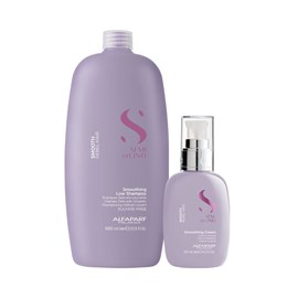 Alfaparf Semi Di Lino Smoothing Rebel Hair Shampoo 1L + Leave-In Cream 125ml