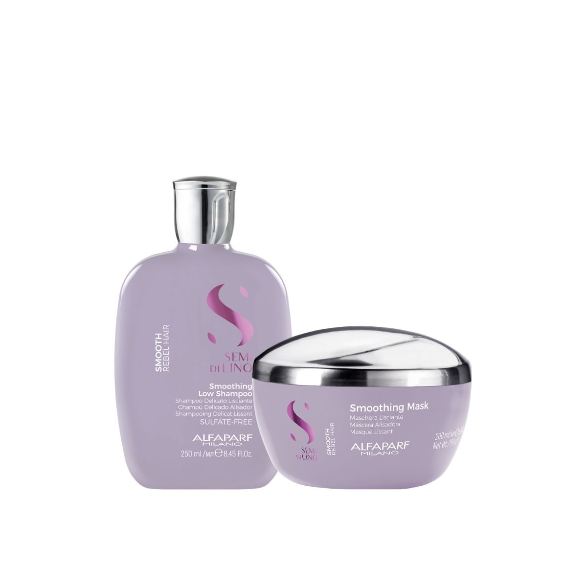 Alfaparf Semi Di Lino Smoothing Rebel Hair Shampoo 250ml + Máscara 200ml Alfaparf Semi Di Lino Smoothing Rebel Hair Shampoo 250ml + Máscara 200ml