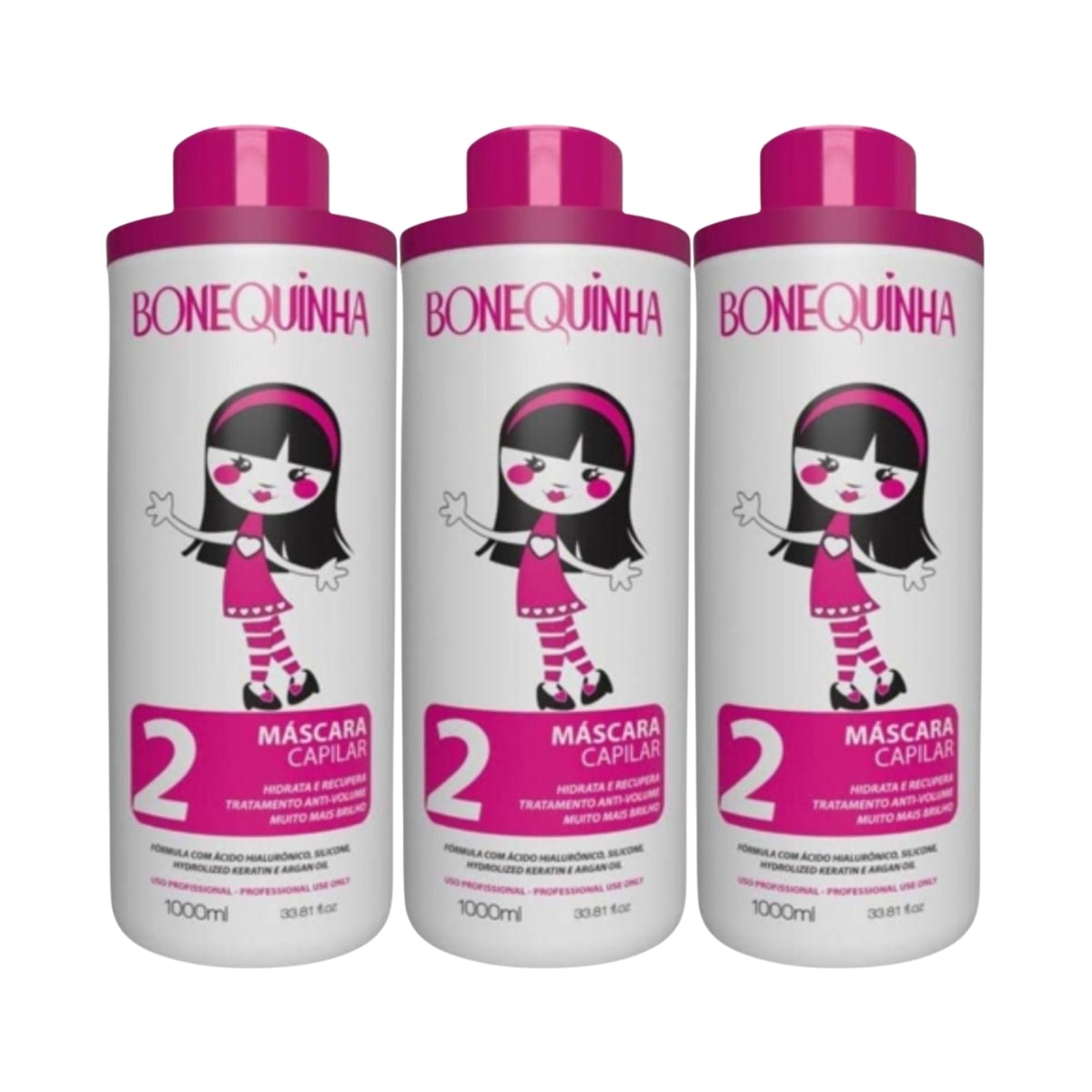 Bonequinha Escandalosa Passo 2 Kit 3 Máscara Capilar 1000ml Bonequinha Escandalosa Passo 2 Kit 3 Máscara Capilar 1000ml