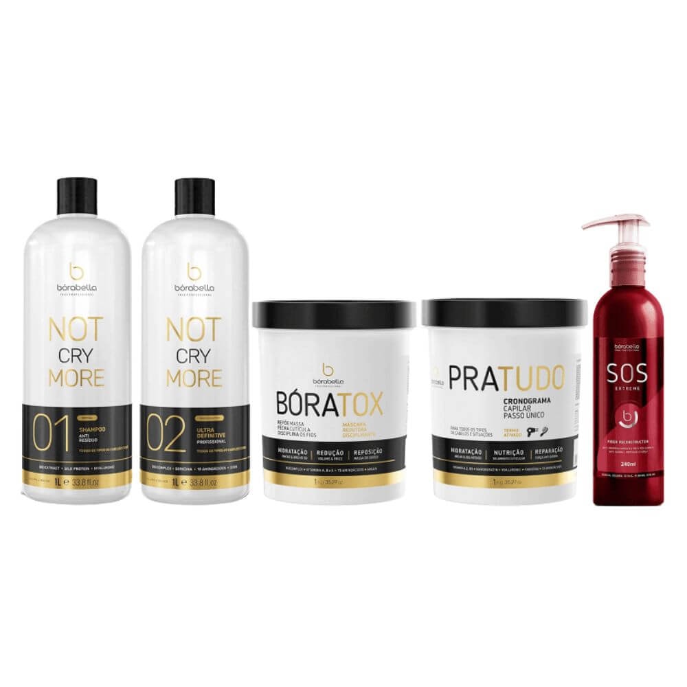 Bórabella Progressiva Not Cry More 2x1000ml  + Boratox + PraTudo + SOS Extreme