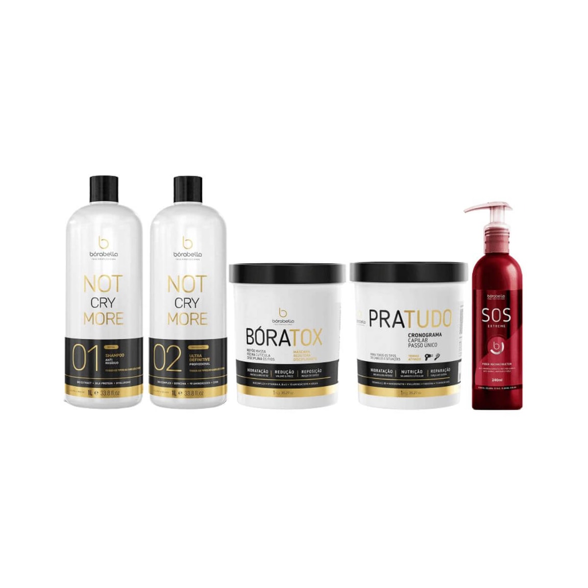 Bórabella Progressiva Not Cry More 2x1000ml  + Boratox + PraTudo + SOS Extreme Bórabella Progressiva Not Cry More 2x1000ml  + Boratox + PraTudo + SOS Extreme