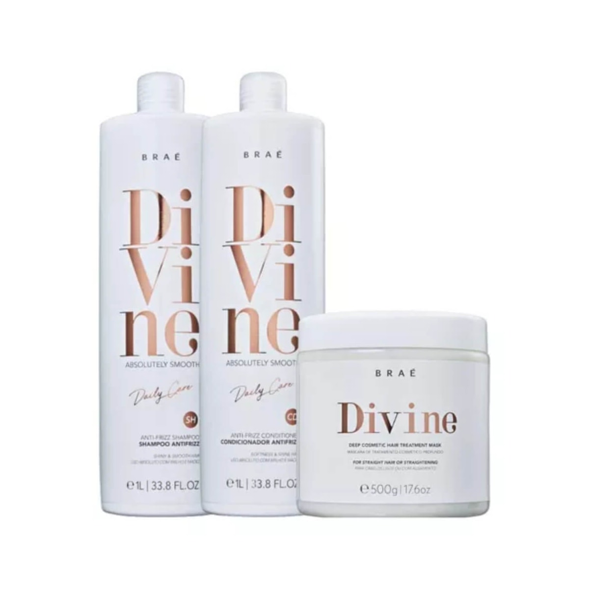 Braé Divine Shampoo + Condicionador 1000ml + Máscara 500g Braé Divine Shampoo + Condicionador 1000ml + Máscara 500g