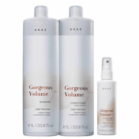 Braé Gorgeous Volume Shampoo 1000ml + Condicionador 1000ml + Spray