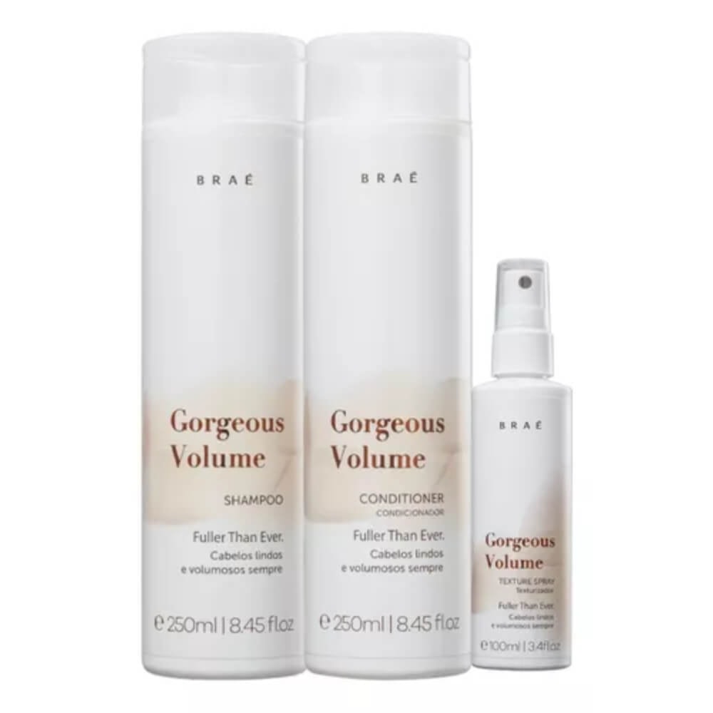 Braé Gorgeous Volume Shampoo + Condicionador 250ml + Spray