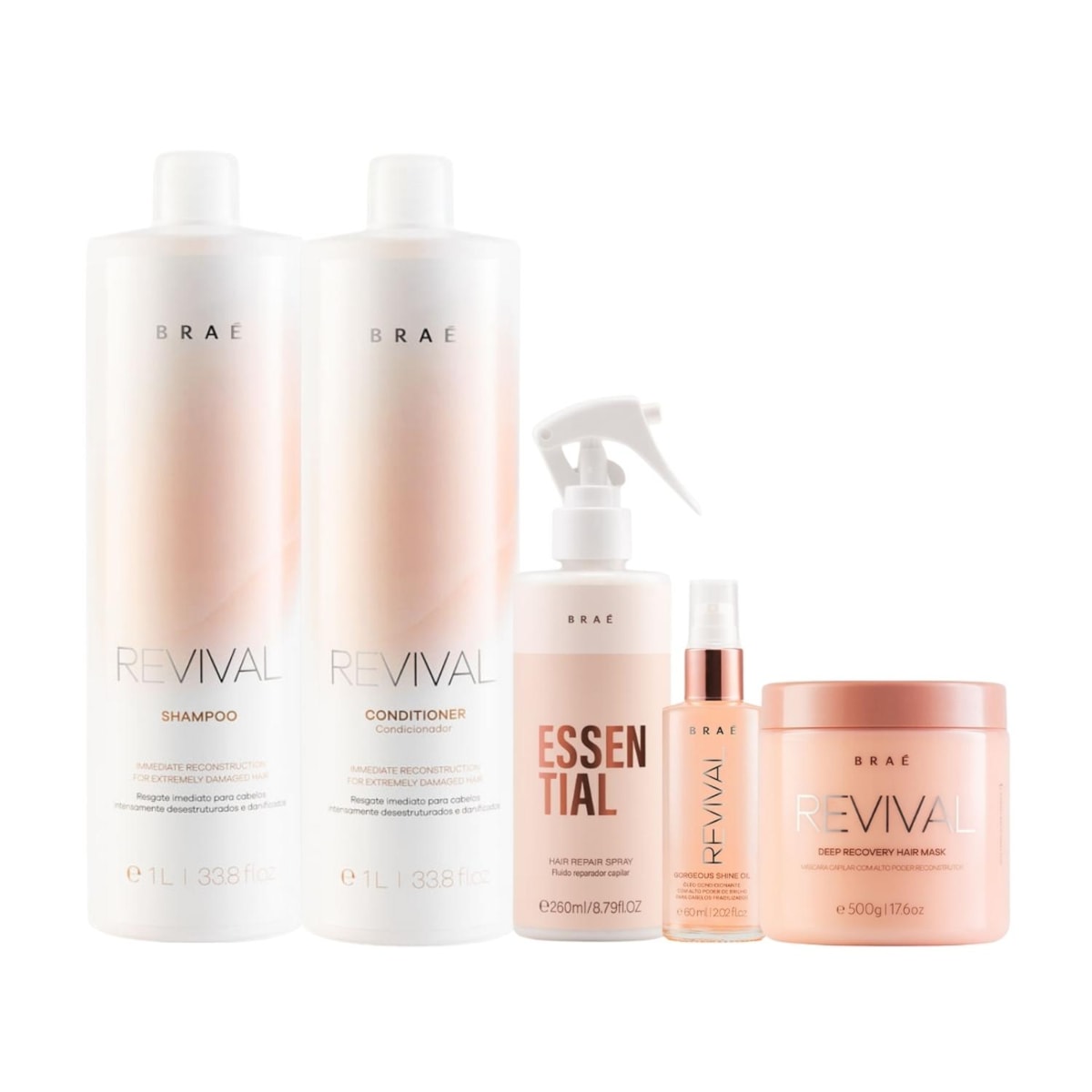 Braé Revival e Essencial Kit Home Care 5 Produtos Braé Revival e Essencial Kit Home Care 5 Produtos