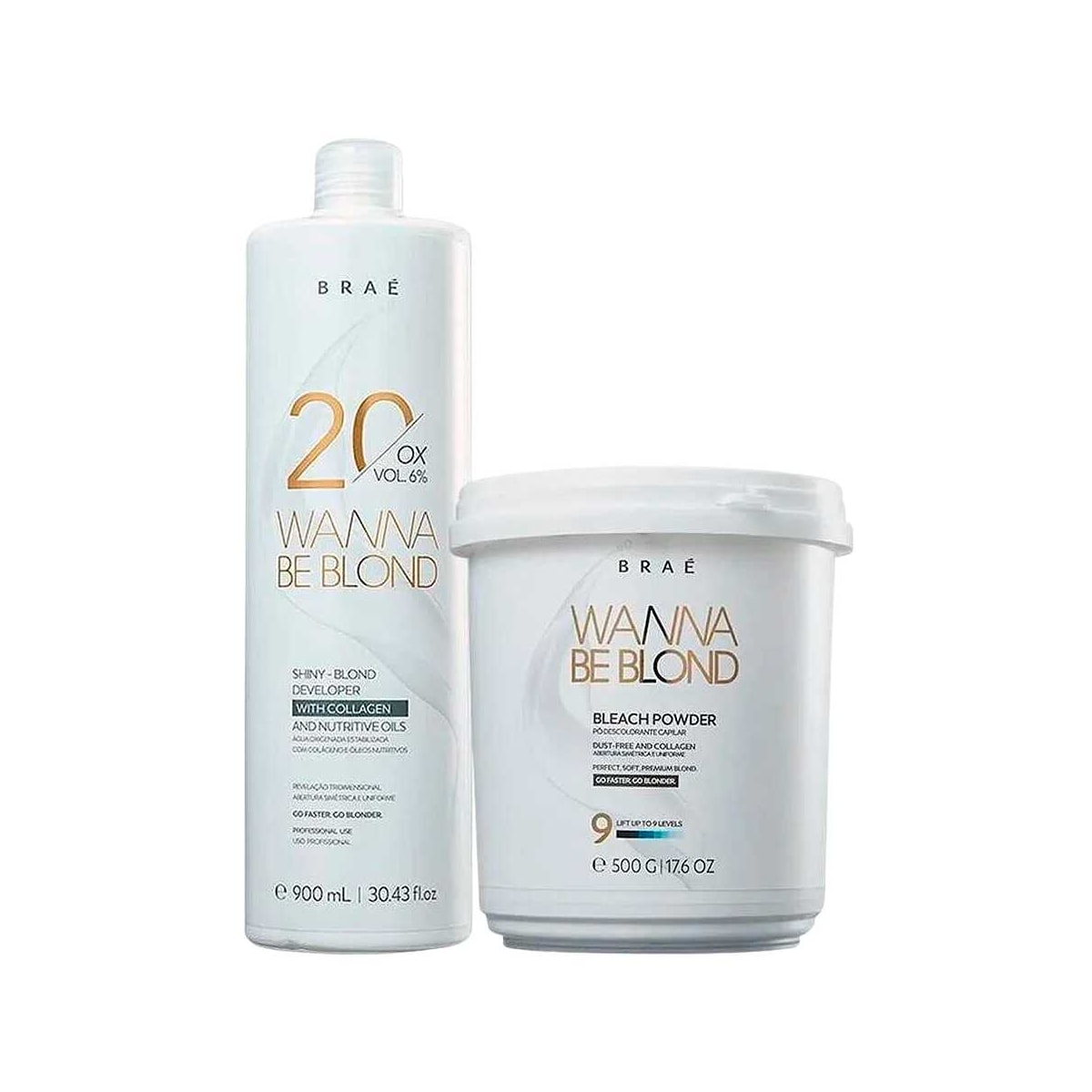 Braé Wanna Be Blond Kit Pó Descolorante 500g + Oxidante 20 Vol. 900ml