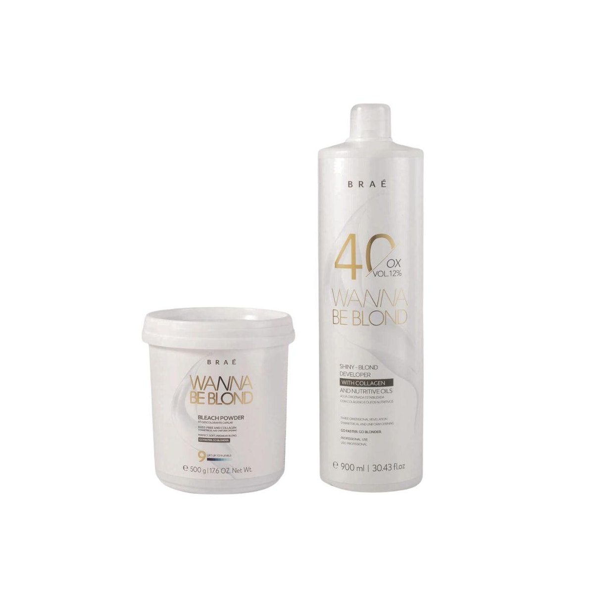 Braé Wanna Be Blond Kit Pó Descolorante 500g + Oxidante 40 Vol. 900ml