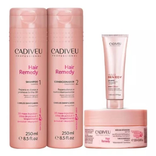 Cadiveu Hair Remedy Reparador Kit Duo + Máscara 200ml + Leave-in 50ml