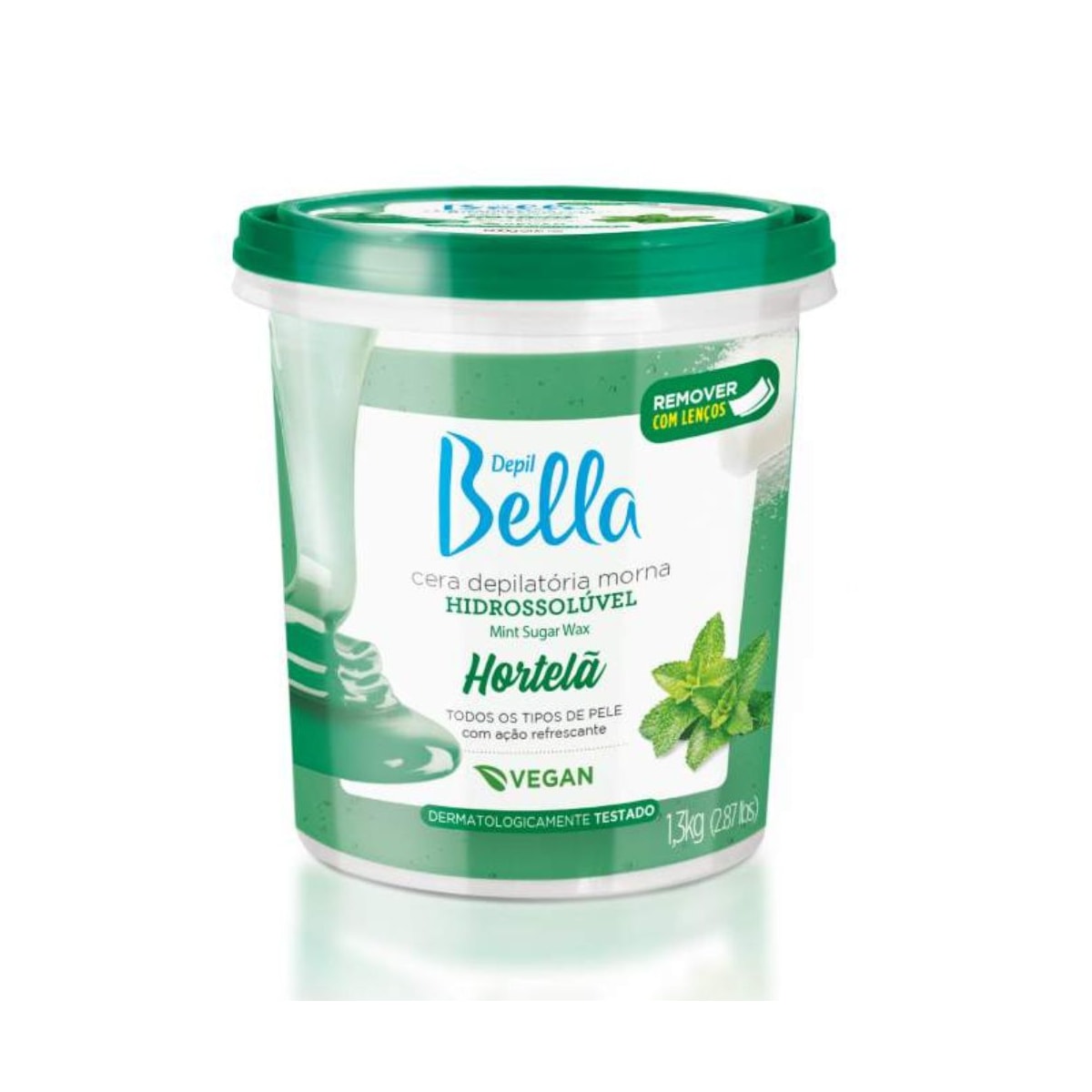 Cera Depilatória Depil Bella Morna Hidrossolúvel Hortelã 1300 g Cera Depilatória Depil Bella Morna Hidrossolúvel Hortelã 1300 g