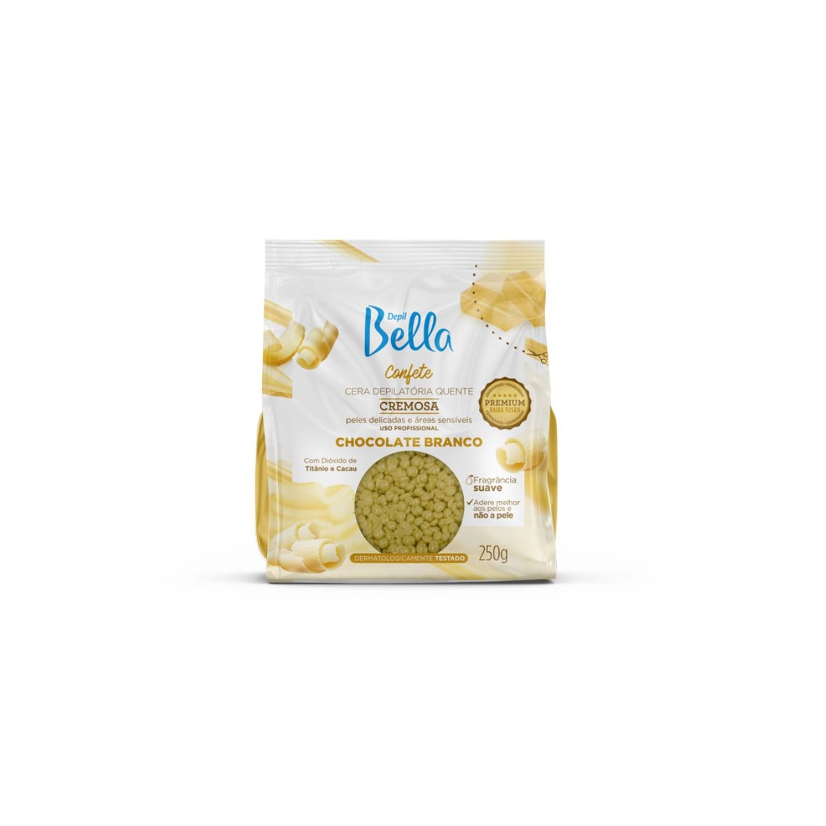 Cera Depilatória Depil Bella Quente Confete Chocolate Branco 250 g