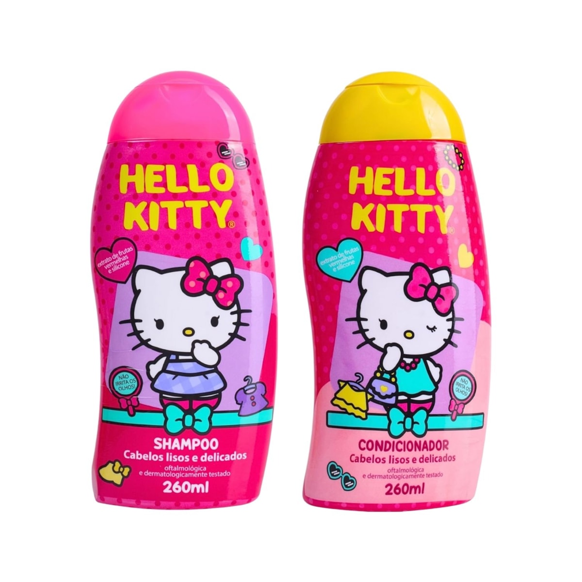 Cia da Natureza Hello Kitty Kit Shampoo Condicionador Cabelos Lisos Delicados 260 ml