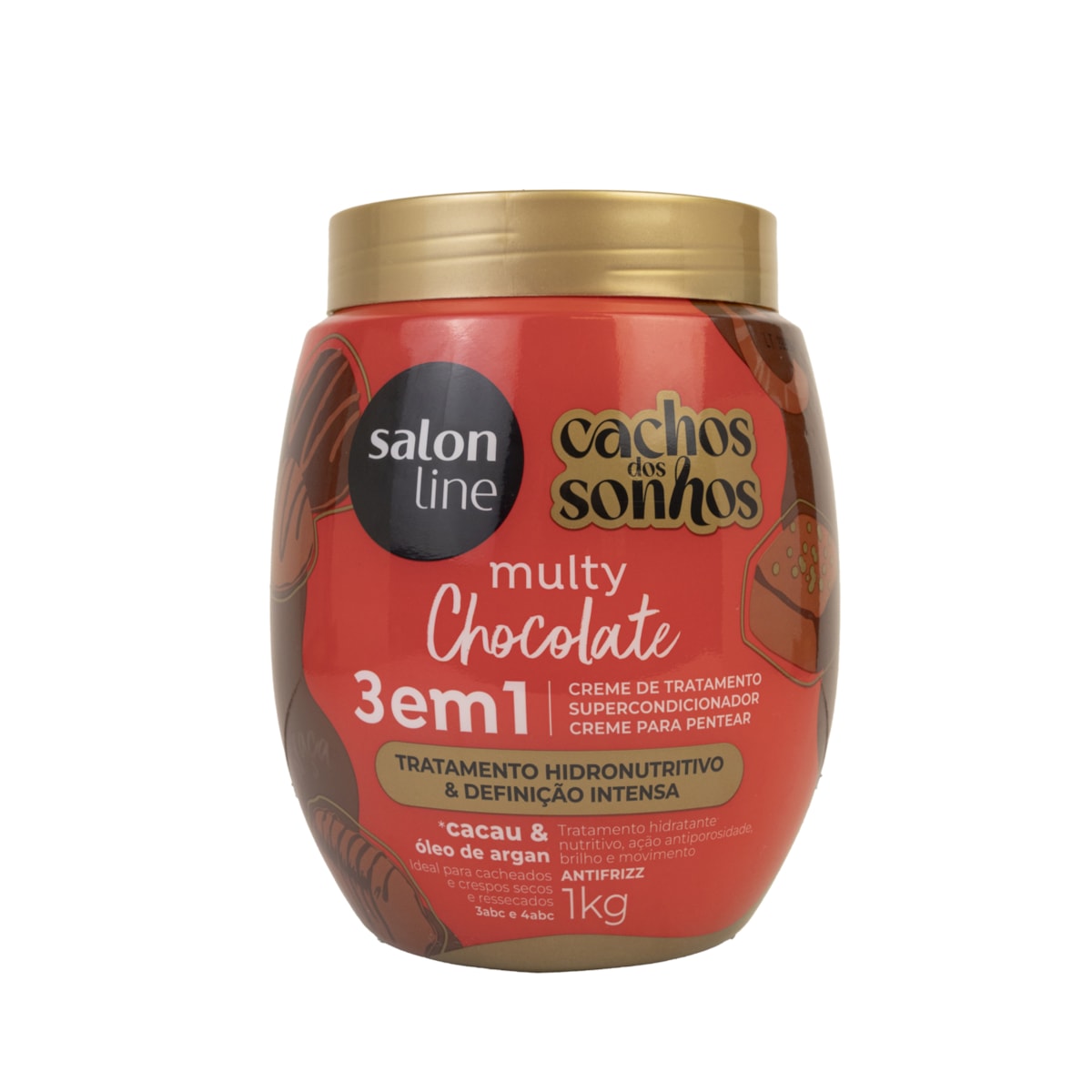 Creme de Pentear Salon Line Cachos dos Sonhos 3 em 1 Chocolate Creme para Cabelo Cacheado 1 Kg