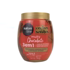 Creme de Pentear Salon Line Cachos dos Sonhos 3 em 1 Chocolate Creme para Cabelo Cacheado 1 Kg