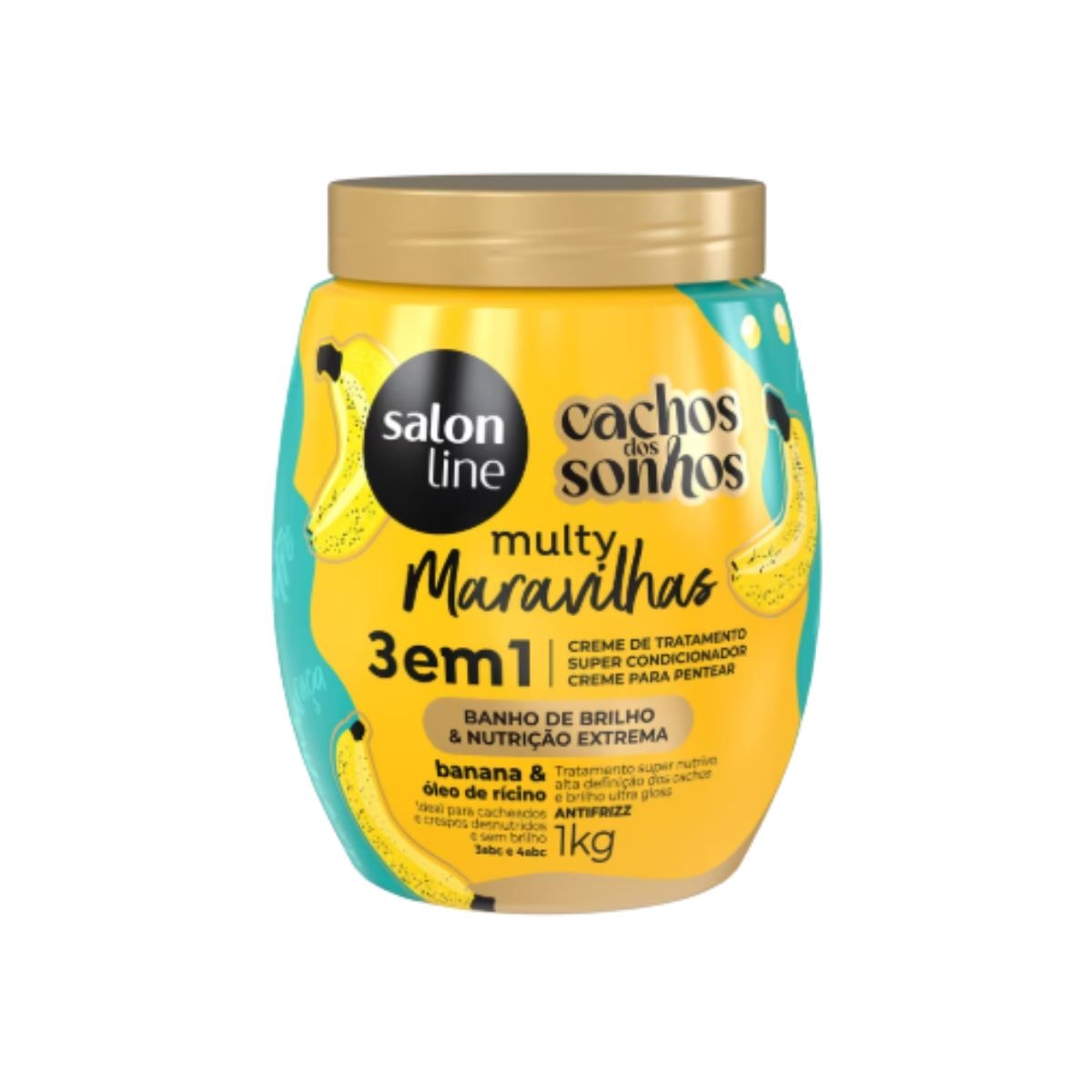 Creme de Pentear Salon Line Cachos dos Sonhos Banana Multy 3 em 1 Creme para Cabelo Cacheado 1 Kg