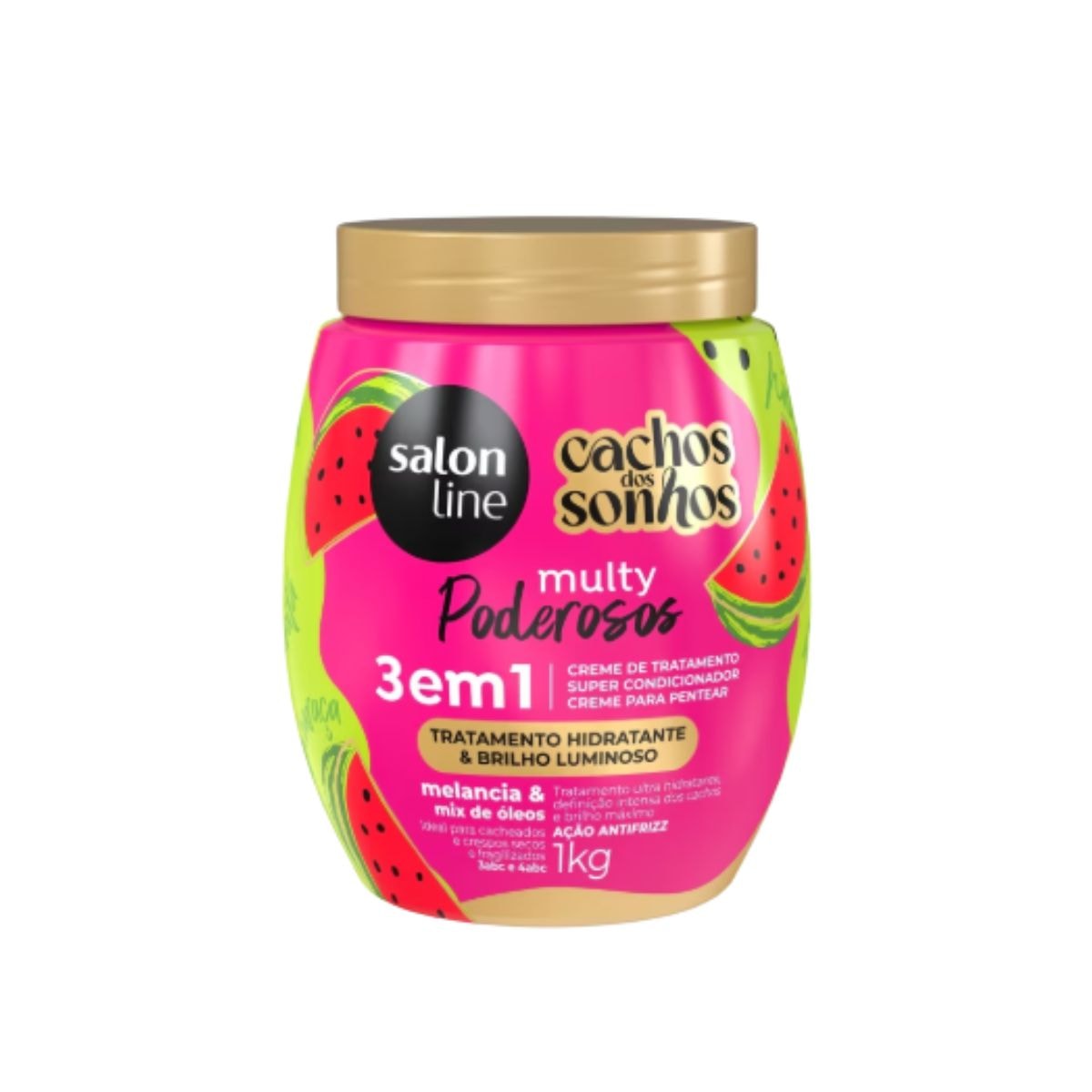 Creme de Pentear Salon Line Cachos dos Sonhos Melancia Multy 3 em 1 Creme para Cabelo Cacheado 1 Kg