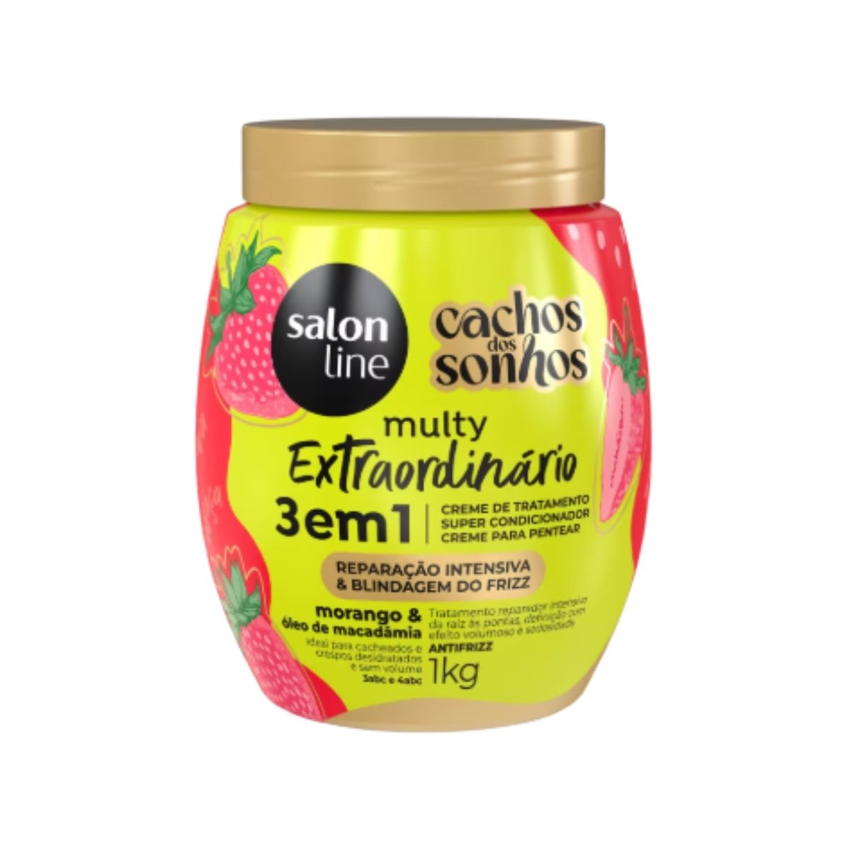 Creme de Pentear Salon Line Cachos dos Sonhos Morango Multy 3 em 1 Creme para Cabelo Cacheado 1 Kg