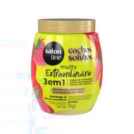Creme de Pentear Salon Line Cachos dos Sonhos Morango Multy 3 em 1 Creme para Cabelo Cacheado 1 Kg