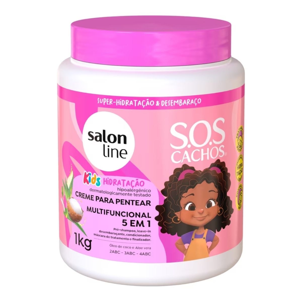 Creme de Pentear Salon Line SOS Cachos Kids 5 em 1 Creme para Cabelo Cacheado 1 Kg
