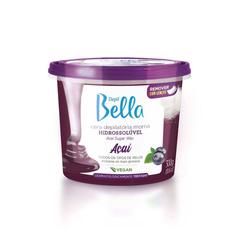 Depil Bella Cera Depilatória Morna Hidrossolúvel Açaí 300g