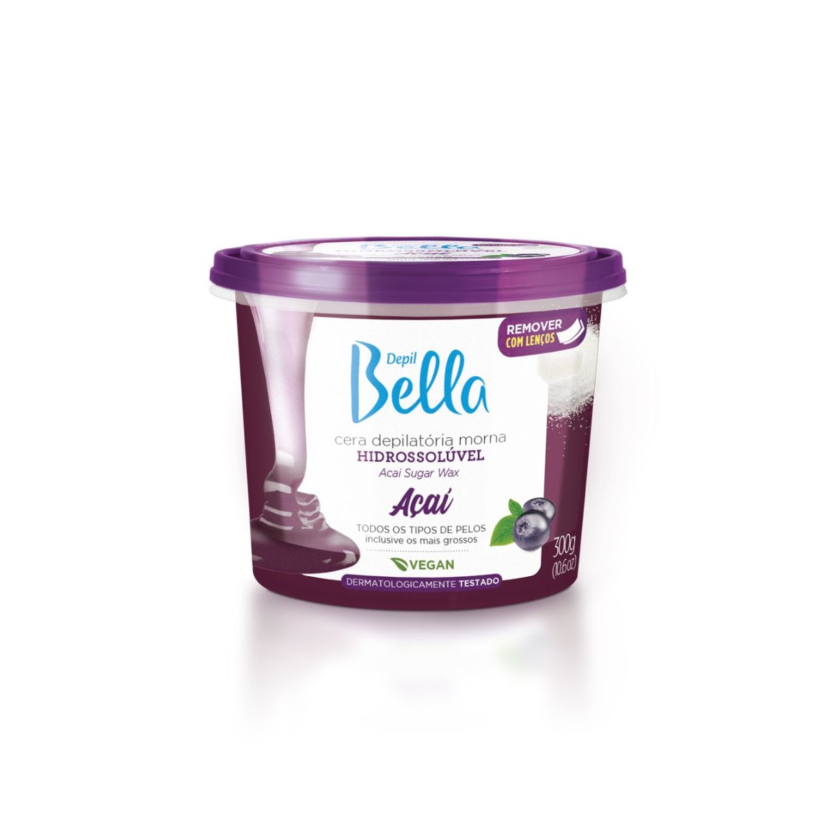 Depil Bella Cera Depilatória Morna Hidrossolúvel Açaí 300g