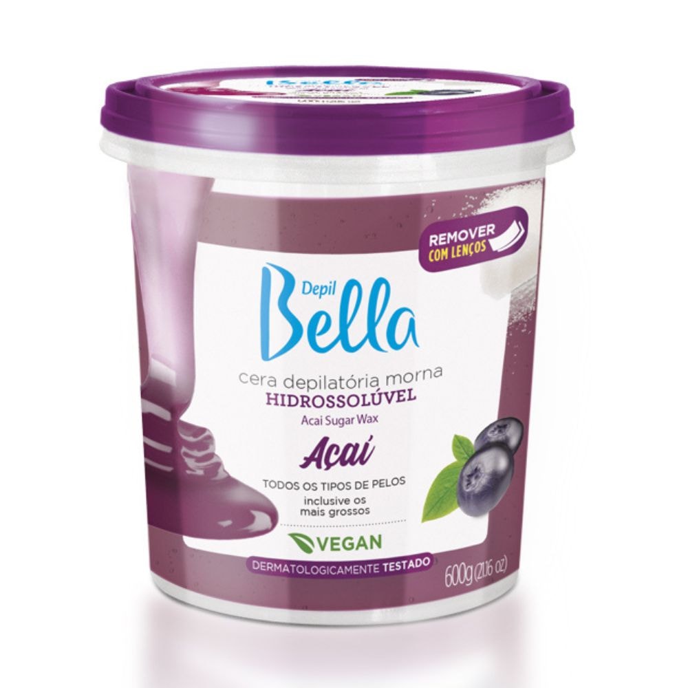 Depil Bella Cera Depilatória Morna Hidrossolúvel Açaí 600g