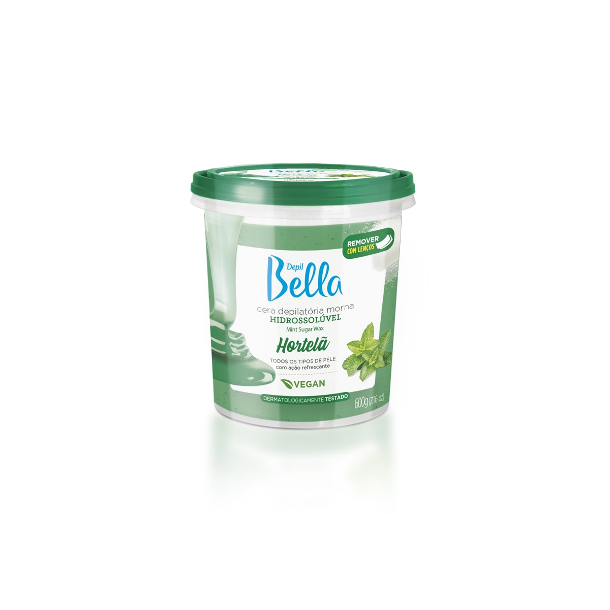Depil Bella Cera Depilatória Morna Hidrossolúvel Hortelã 600g Depil Bella Cera Depilatória Morna Hidrossolúvel Hortelã 600g