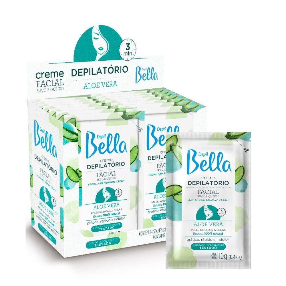 Depil Bella Creme Depilatório Facial Aloe Vera 10g - Caixa 24 Unidades