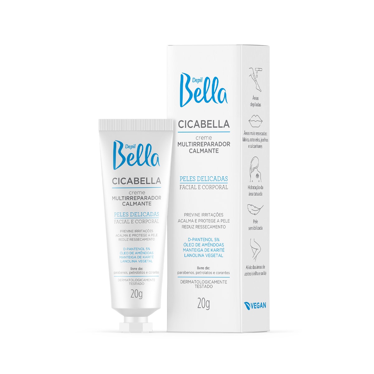 Depil Bella Creme Multirreparador Calmante Cicabella 20g Depil Bella Creme Multirreparador Calmante Cicabella 20g