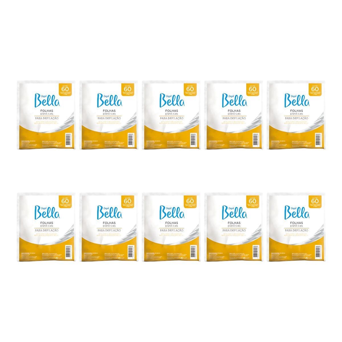Depil Bella Folhas Plásticas Kit 10 pacotes Depilação 60un