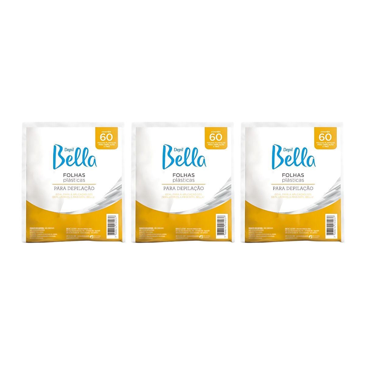 Depil Bella Folhas Plásticas Kit 3 pacotes Depilação 60un Depil Bella Folhas Plásticas Kit 3 pacotes Depilação 60un