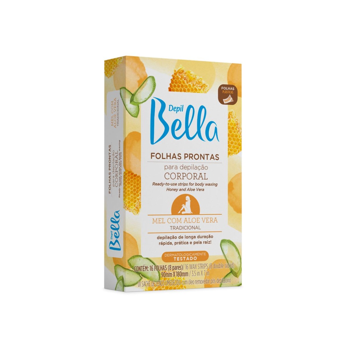 Depil Bella Folhas Prontas para Depilação Corporal Mel com Aloe Vera 16 Unidades Depil Bella Folhas Prontas para Depilação Corporal Mel com Aloe Vera 16 Unidades
