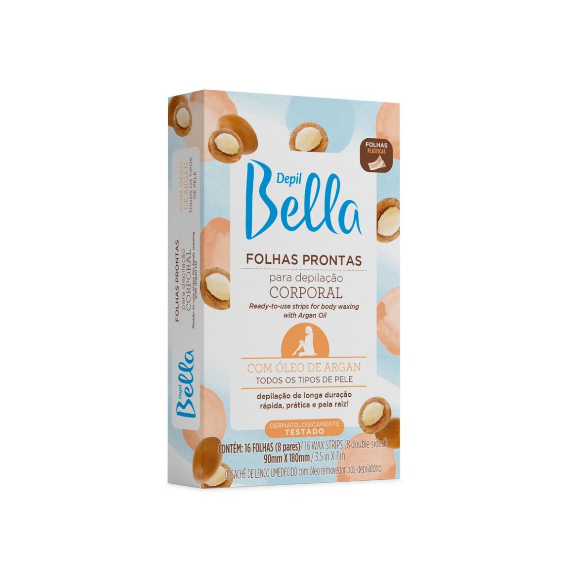 Depil Bella Folhas Prontas para Depilação Corporal Óleo de Argan 16 Unidades Depil Bella Folhas Prontas para Depilação Corporal Óleo de Argan 16 Unidades