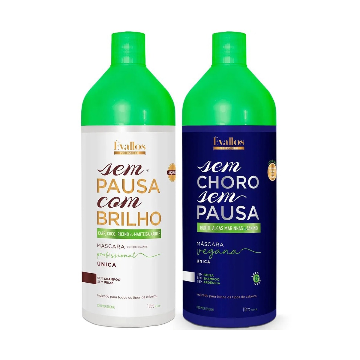 Évallos Profissional  Progressiva Sem Choro Sem Pausa + Sem Pausa com Brilho 2x1000ml