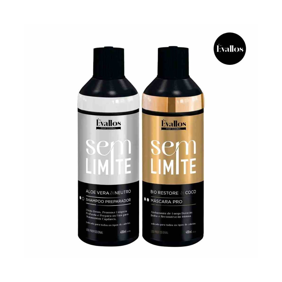 Évallos Profissional Shampoo Antiresiduo Detox + Máscara Progressiva Sem Limite 2x400ml Évallos Profissional Shampoo Antiresiduo Detox + Máscara Progressiva Sem Limite 2x400ml