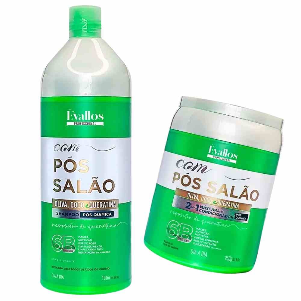 Évallos Profissional Shampoo Pós Salão 1L + Máscara 2 em 1 950g