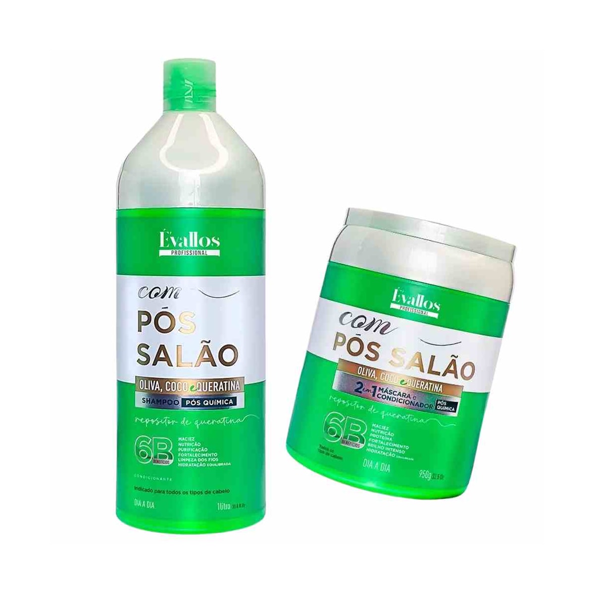 Évallos Profissional Shampoo Pós Salão 1L + Máscara 2 em 1 950g Évallos Profissional Shampoo Pós Salão 1L + Máscara 2 em 1 950g