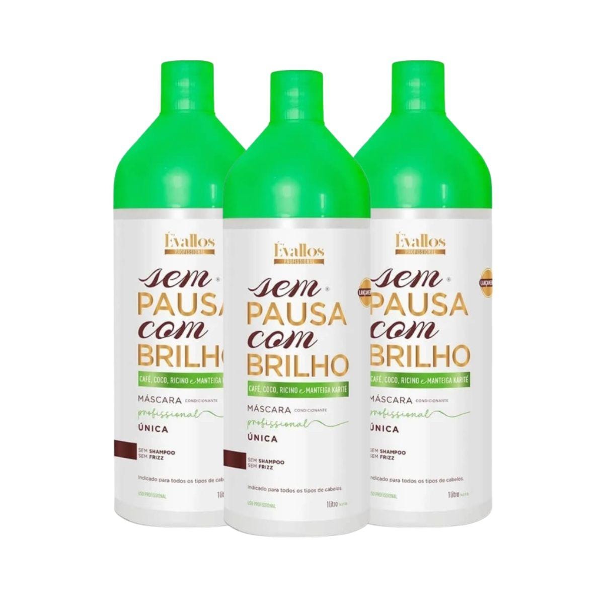 Évallos Sem Pausa com Brilho Kit 3 Progressiva 1000ml Évallos Sem Pausa com Brilho Kit 3 Progressiva 1000ml