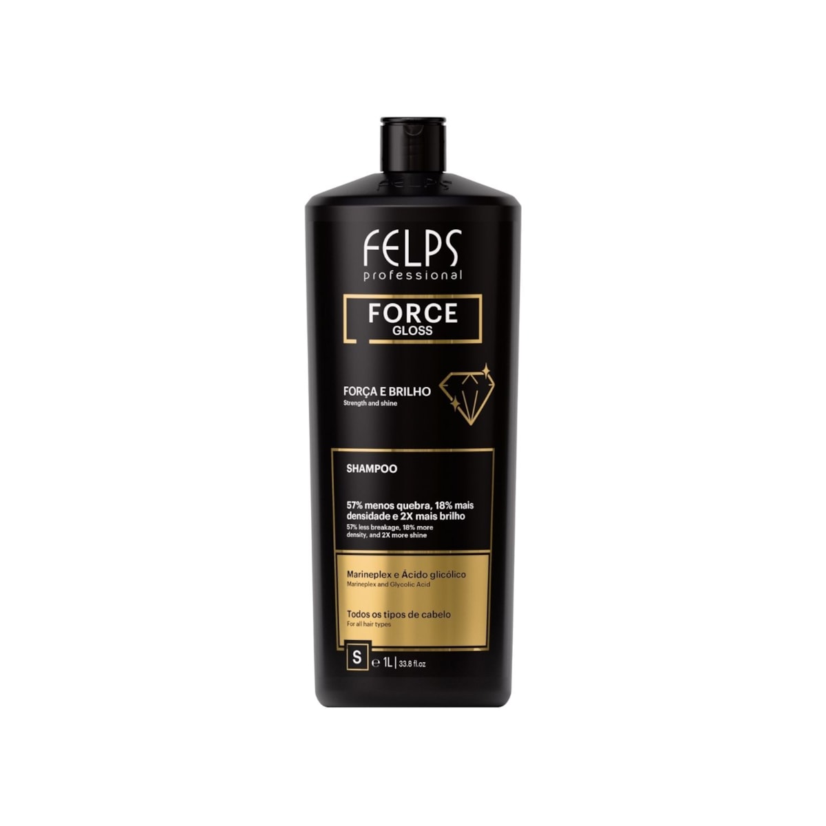 Felps Force Gloss Shampoo Força e Brilho 1L Felps Force Gloss Shampoo Força e Brilho 1L