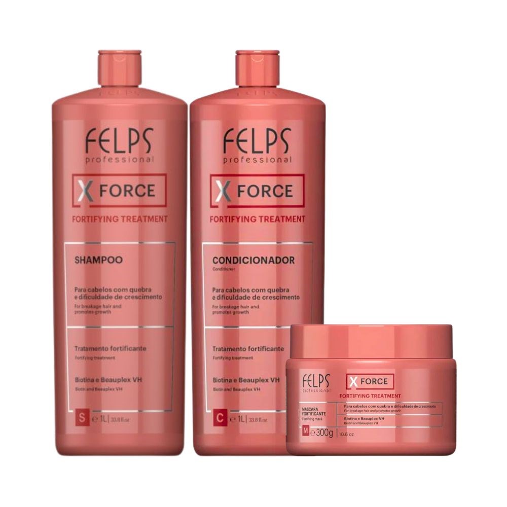 Felps Profissional XForce Shampoo e Condicionador (2x1 Litro) + Máscara 300g