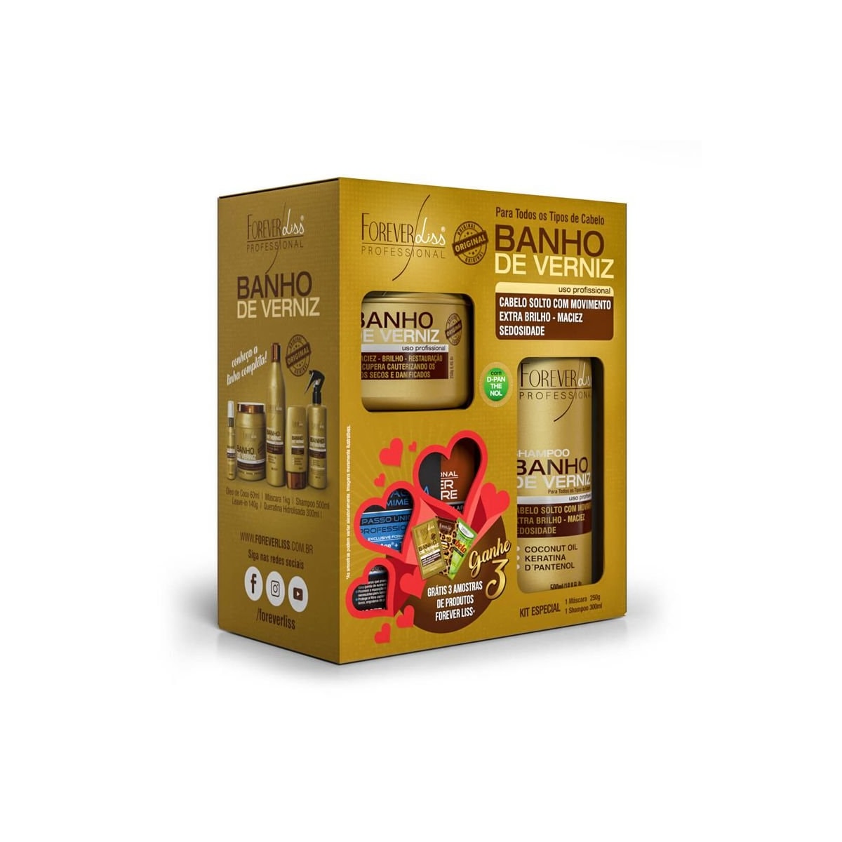 Forever Liss Banho de Verniz Kit Especial Shampoo 300ml + Máscara 250g Forever Liss Banho de Verniz Kit Especial Shampoo 300ml + Máscara 250g