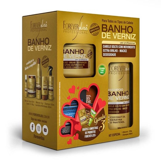 Forever Liss Banho de Verniz Kit Especial Shampoo 300ml + Máscara 250g
