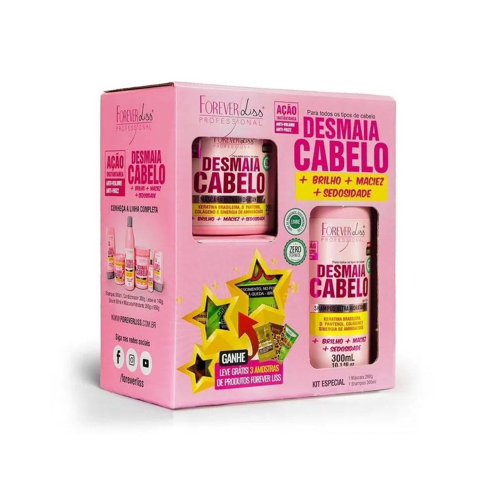 Forever Liss Desmaia Cabelo Kit Shampoo 300ml e Máscara 200g