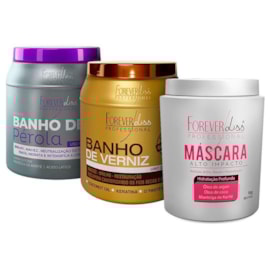 Forever Liss Máscara Alto Impacto 1kg + Banho de Pérola 1kg + Verniz 1kg Forever Liss Máscara Alto Impacto 1kg + Banho de Pérola 1kg + Verniz 1kg