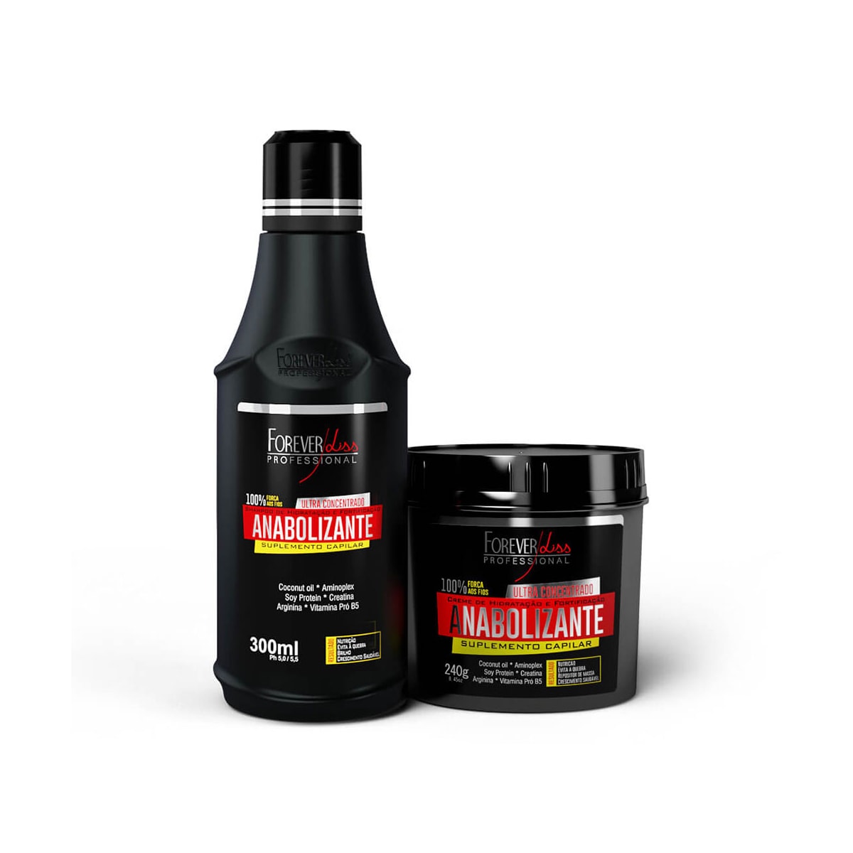 Forever Liss Professional Anabolizante Capilar Shampoo 300ml + Máscara 240g Forever Liss Professional Anabolizante Capilar Shampoo 300ml + Máscara 240g