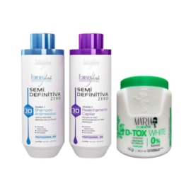 Forever Liss Semi Definitiva Zero Kit Escova 2x1L + Maria Escandalosa D-Tox White Sem Formol 1kg