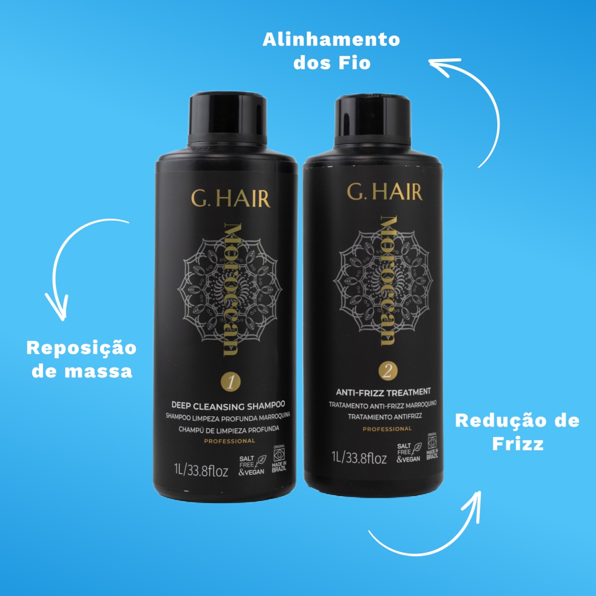 G.Hair Escova Progressiva Marroquina 6 Kits (2 x 1 Litro) G.Hair Escova Progressiva Marroquina 6 Kits (2 x 1 Litro)
