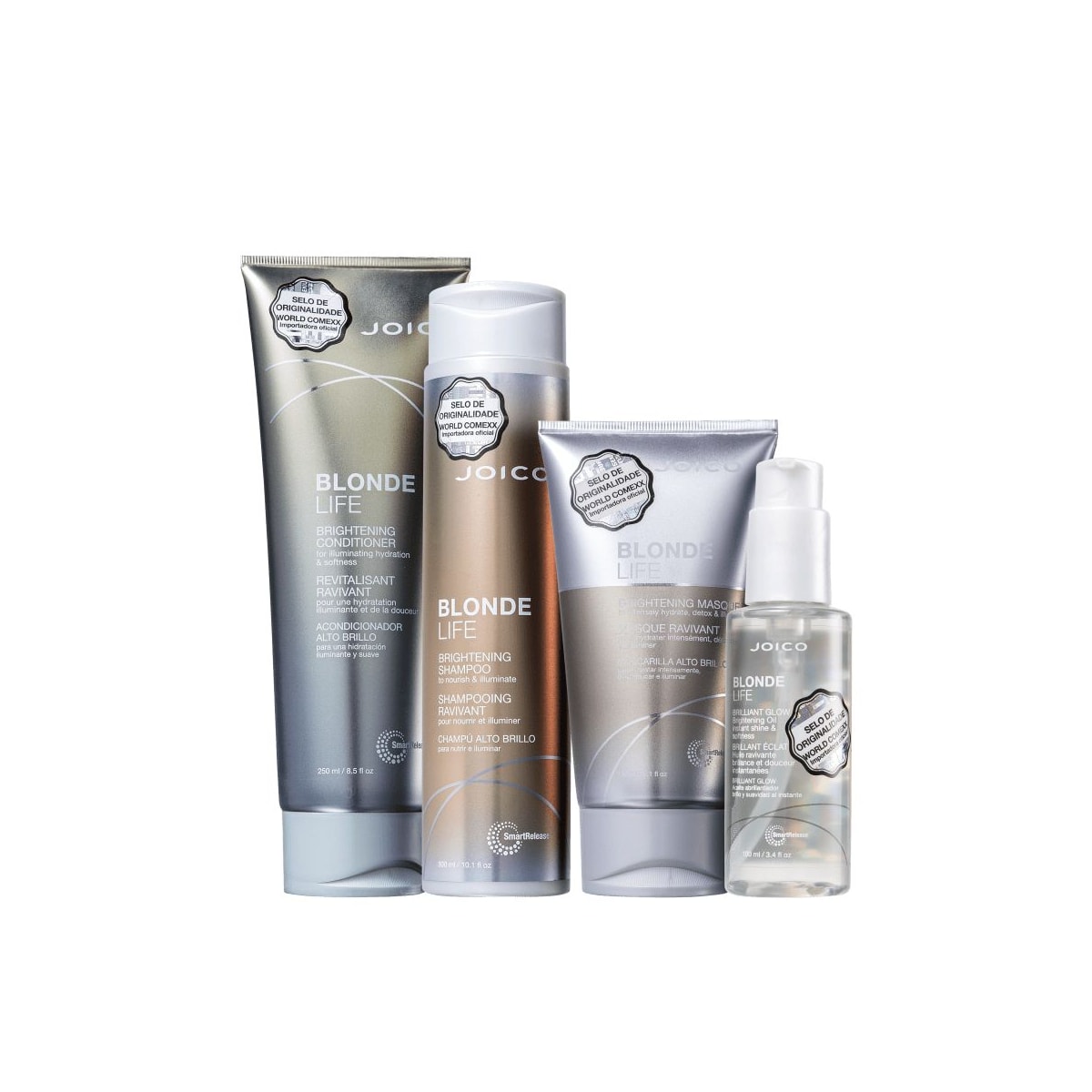 Joico Blonde Life Brilliant Glow Smart Release Shampoo + Condicionador + Máscara + Óleo Joico Blonde Life Brilliant Glow Smart Release Shampoo + Condicionador + Máscara + Óleo